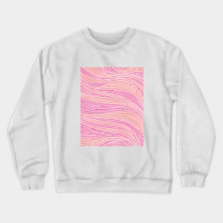 Flowing Doodle in Pink and Coral With White Lines Crewneck Sweatshirt